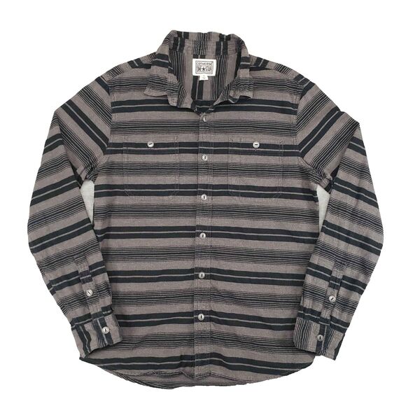 Converse Other - Converse One Star Chamois Shirt Mens Medium Black Grey Striped Streetwear
